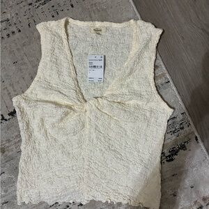 Madewell Cream Textured Tank Top